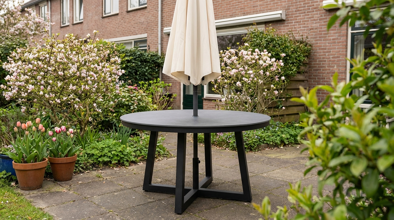 Tuintafel met HPL blad rond