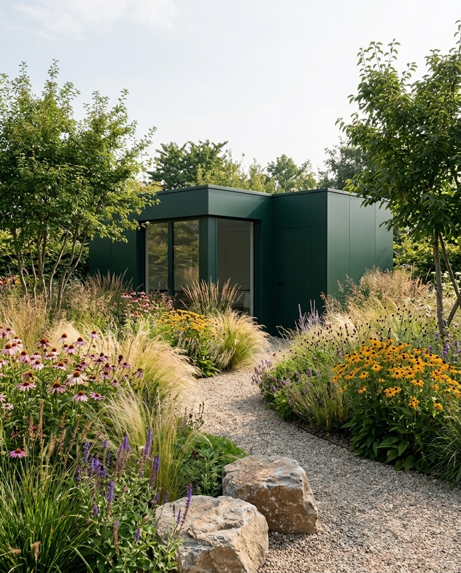 Trespa Izeon groen gevelplaten tuinhuis