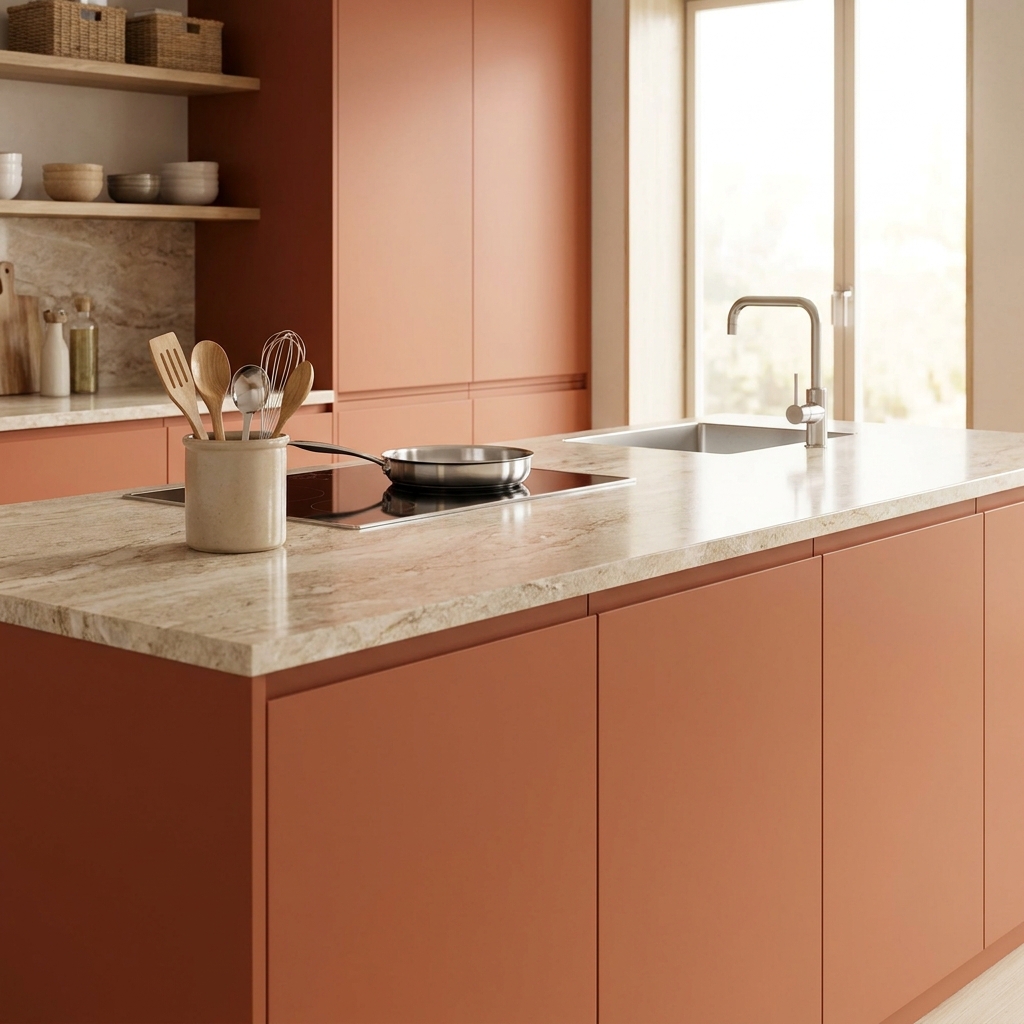 HPL keukenfront terracotta kleur