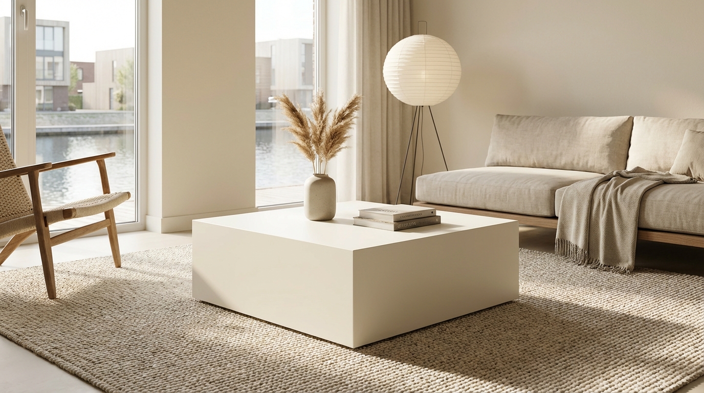 Salontafel met Trespa tafelblad wit