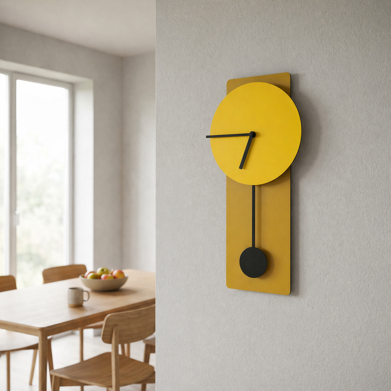 Trespa klok met klepel in geeltinten