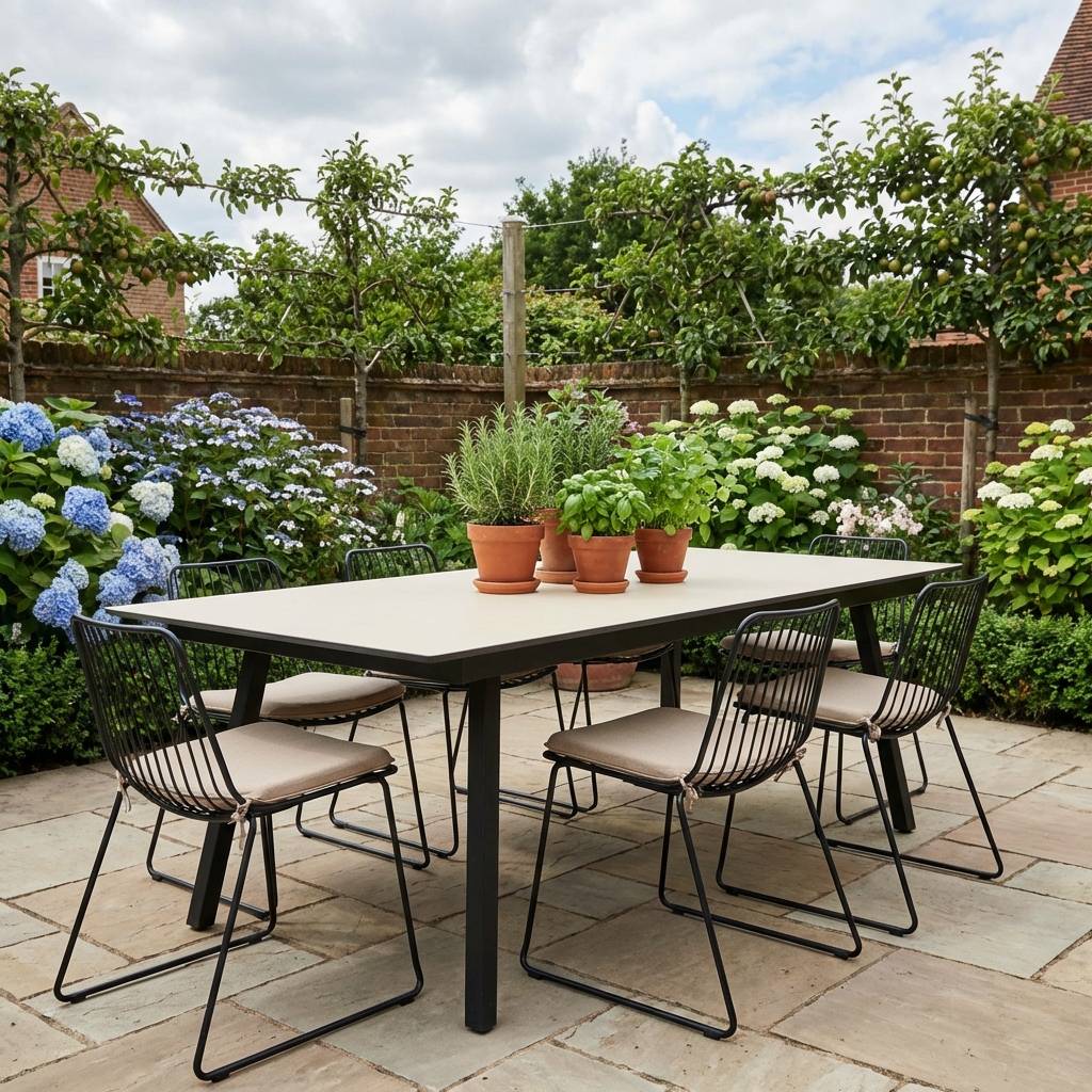 HPL tuintafel met tafelblad cremewit