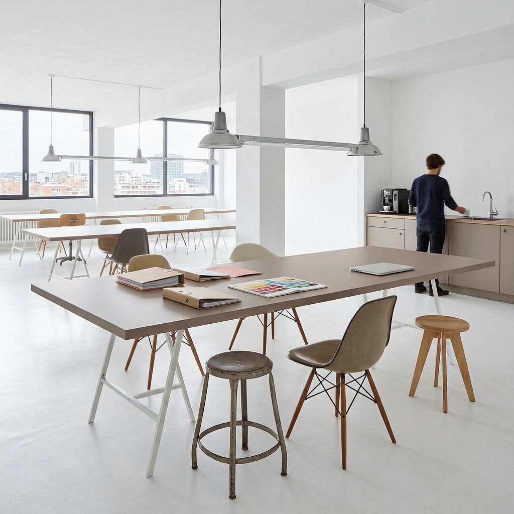 HPL werkblad bureau in open kantoorruimte