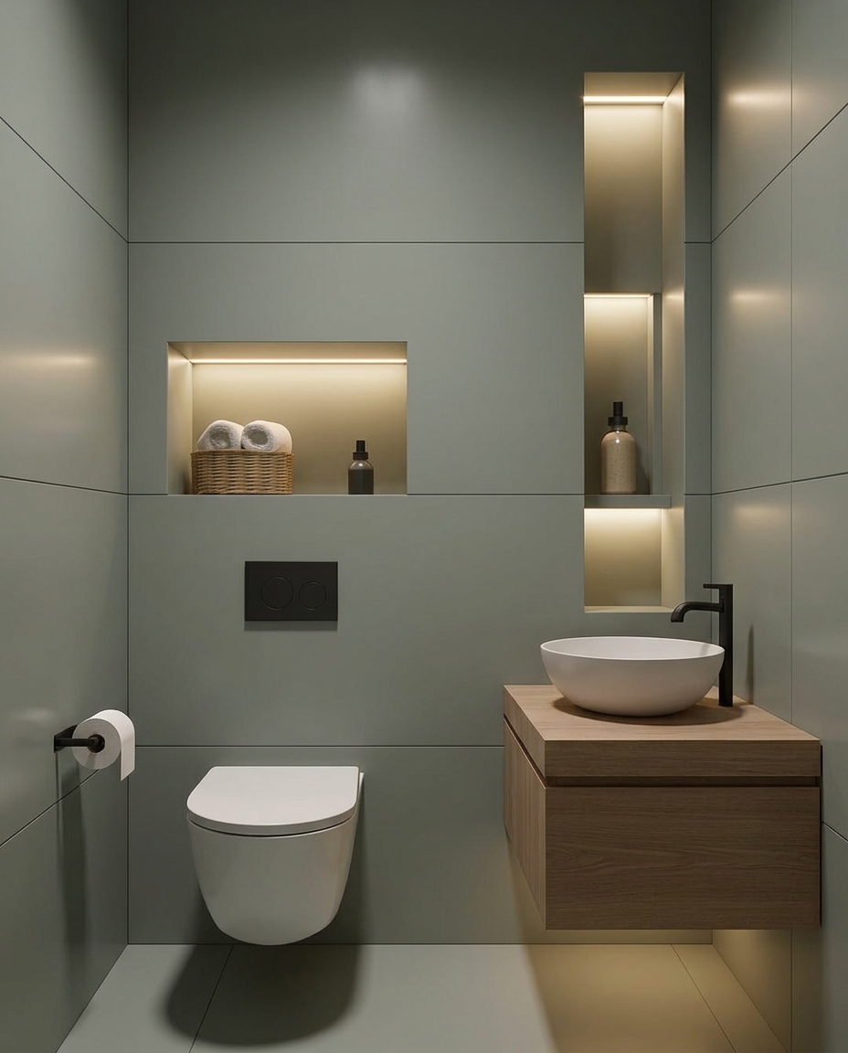 HPL wandpanelen groen in toiletruimte