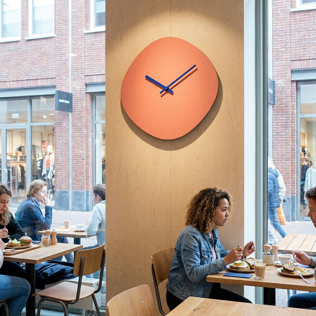 Trespa® klok met organische wijzerplaat