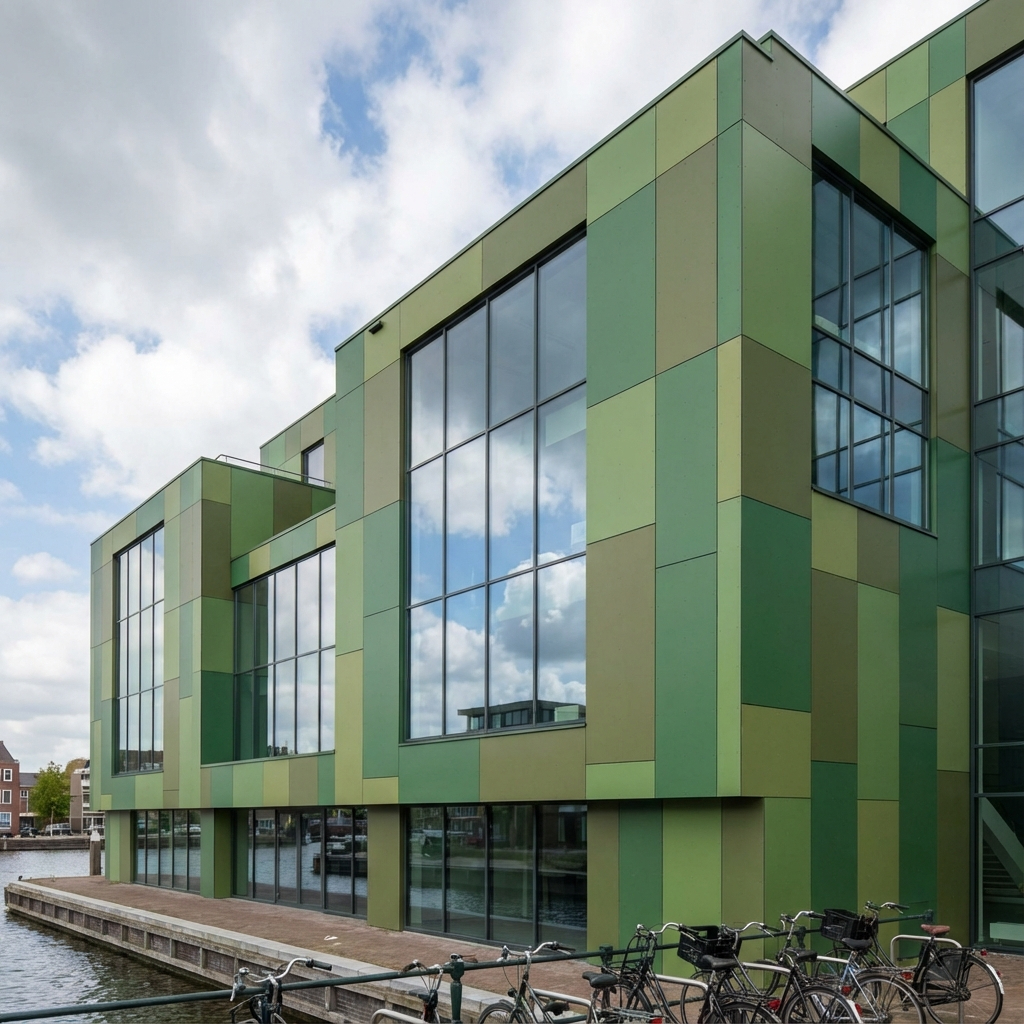 HPL Trespa gevelbekleding groene kleuren