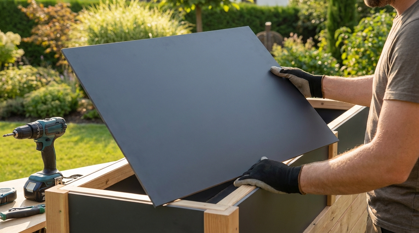 hpl plaat op maat monteren antraciet