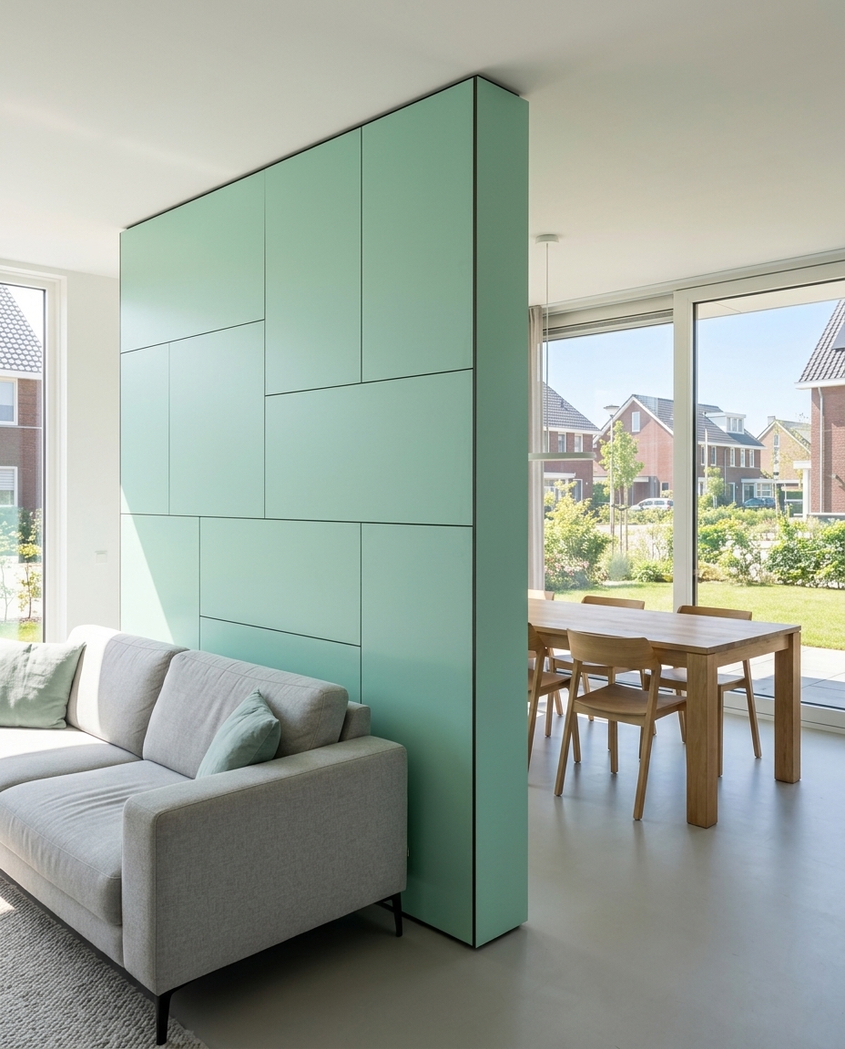 5 ideeën voor Trespa in de woonkamer: scheidingswand