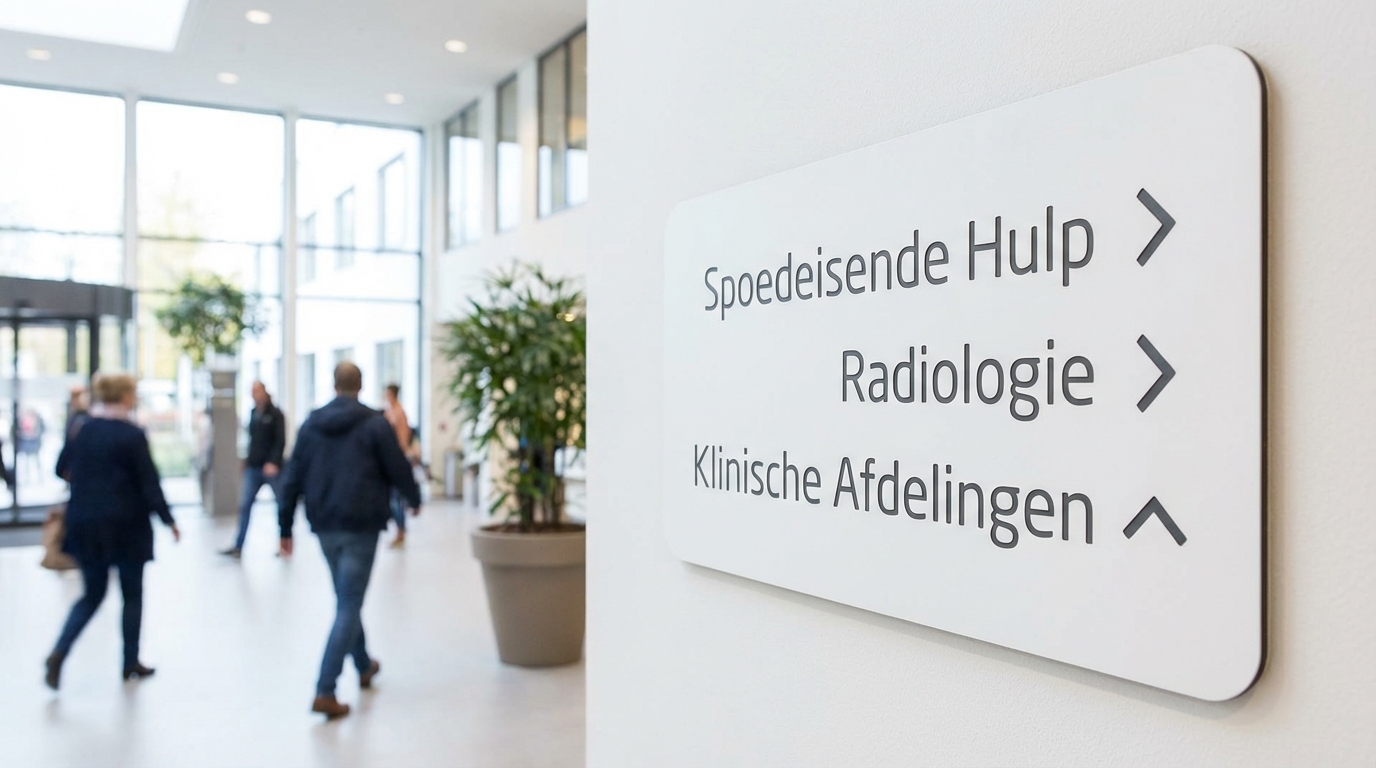 Trespa® bewegwijzering ziekenhuis HPL wit