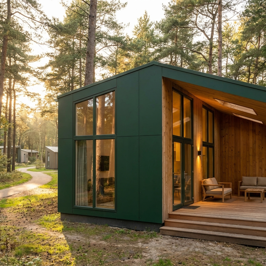 Trespa gevelbekleding HPL groen vakantiewoning