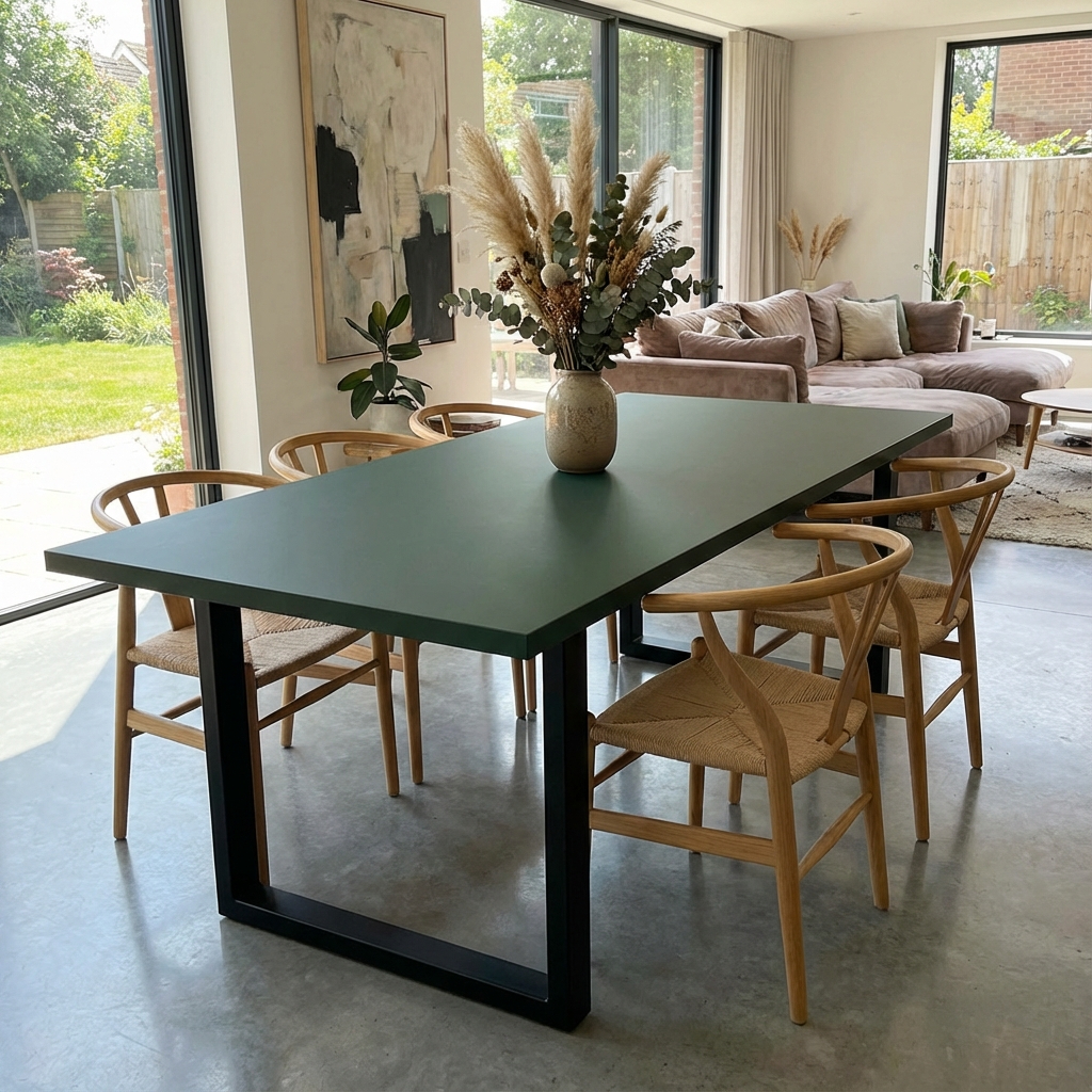 HPL tafelblad eettafel Trespa groen