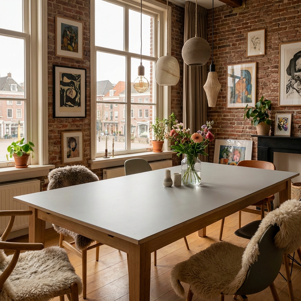 Eettafel met HPL tafelblad grijs