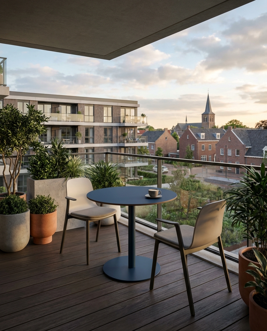 Rond Trespa® tafelblad buiten