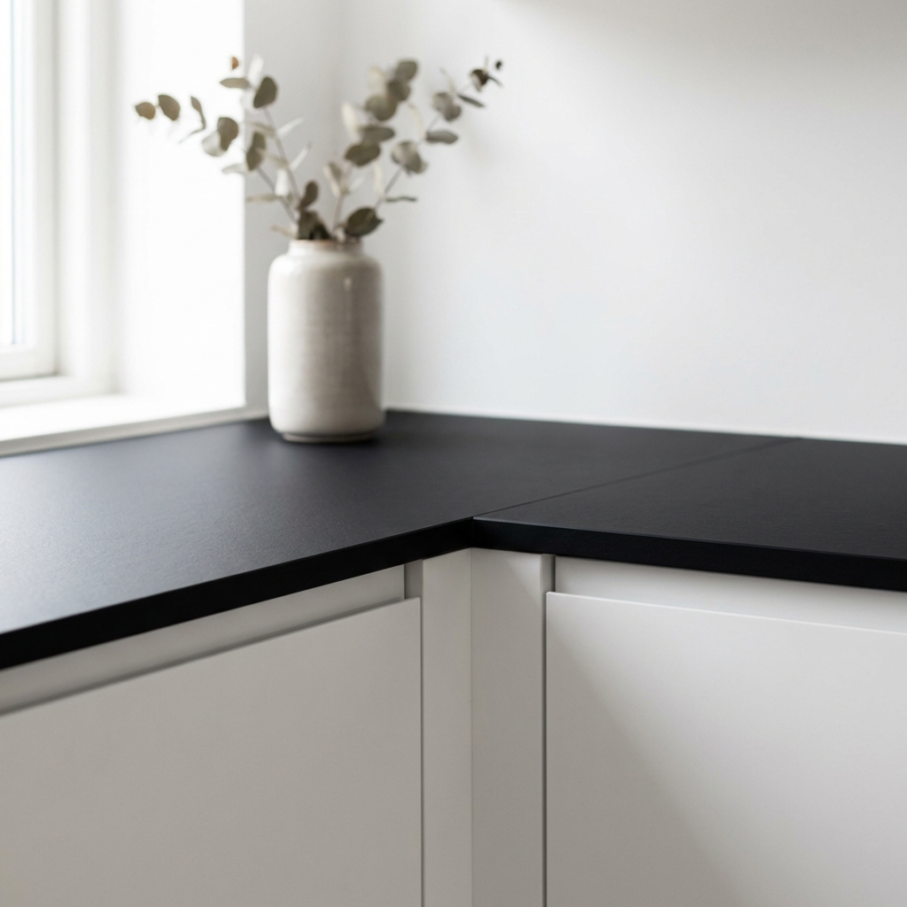 Zwart Kunststof Werkblad Van HPL Trespa Keuken