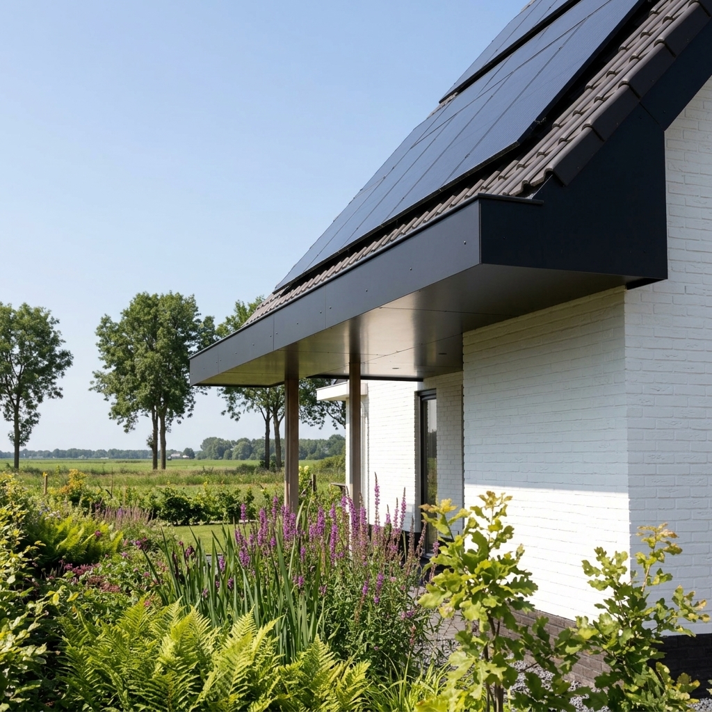 Dakgoot- en plafondbekleding HPL Trespa zwart