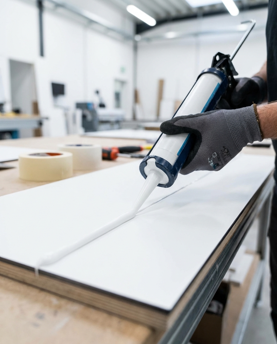 HPL Trespa Lijmen Met Witte Kit